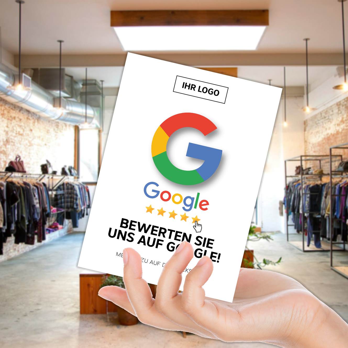 Bewerten Sie uns auf Google Karte "Minimal" mit Google Bewertung QR Code