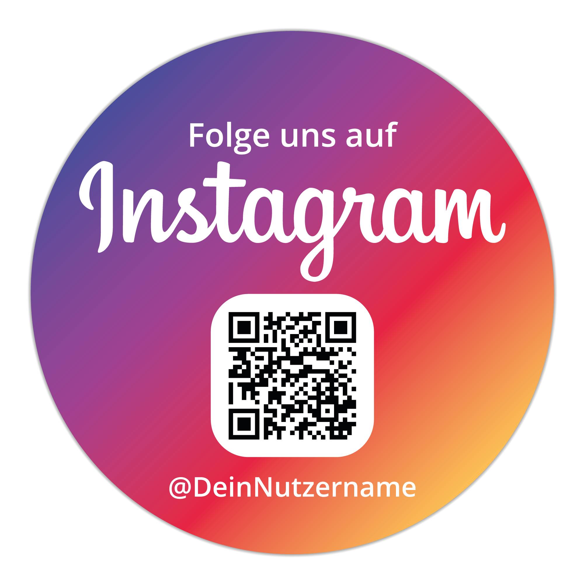 Aufkleber Sticker "Folge uns auf Instagram" Rund Color