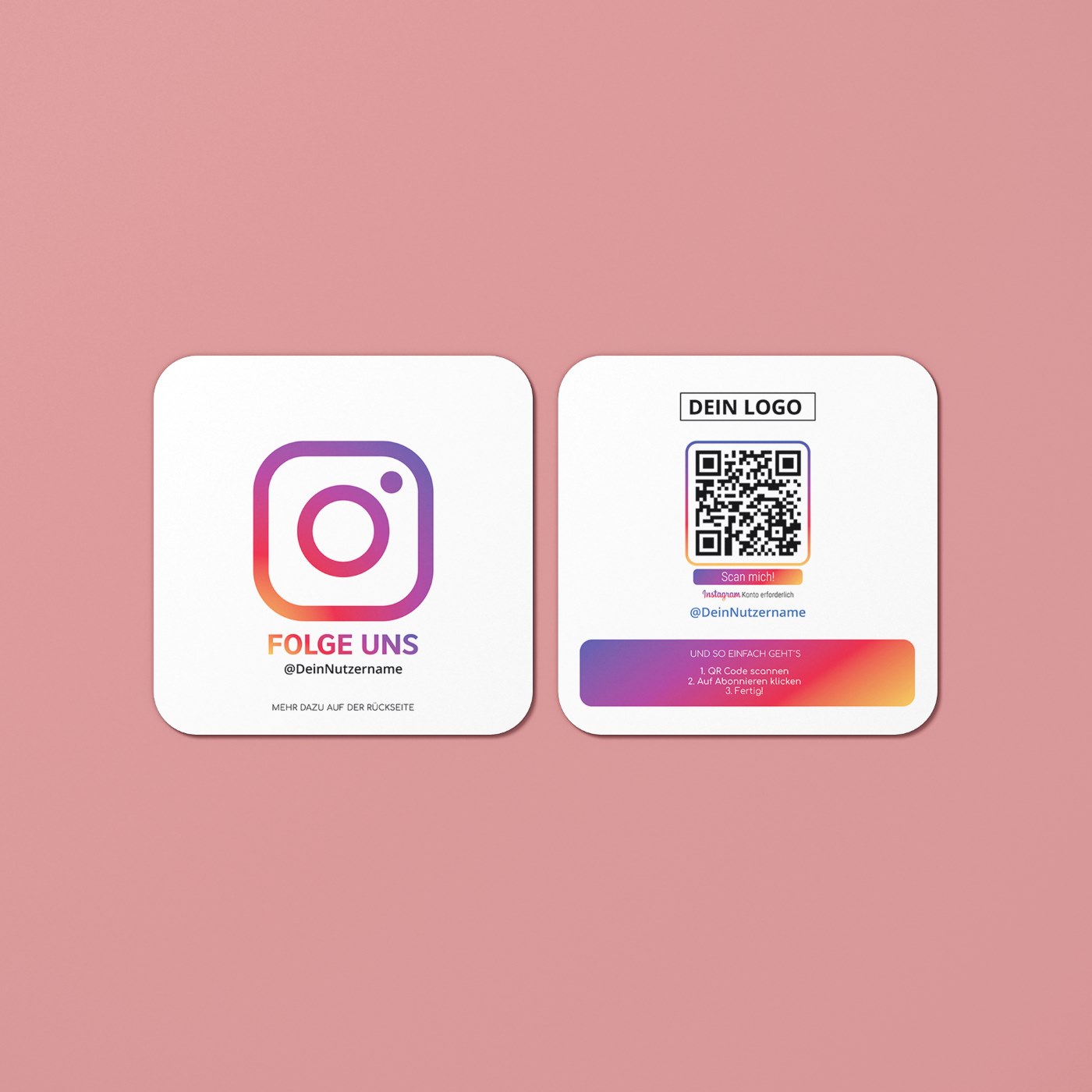 Folge uns auf Instagram Karte Square "Clean"