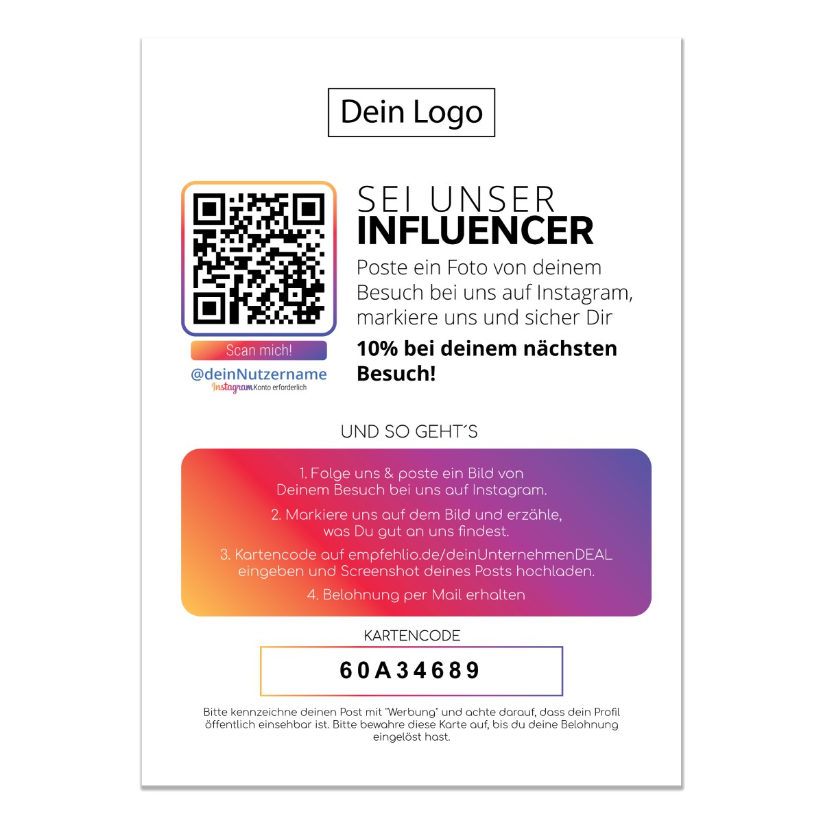 Instagram Influencer Karte Clean
