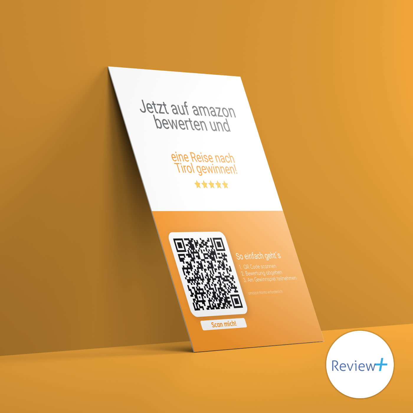 Review+ Bewertungskarte Gewinnspiel für amazon Bewertungen
