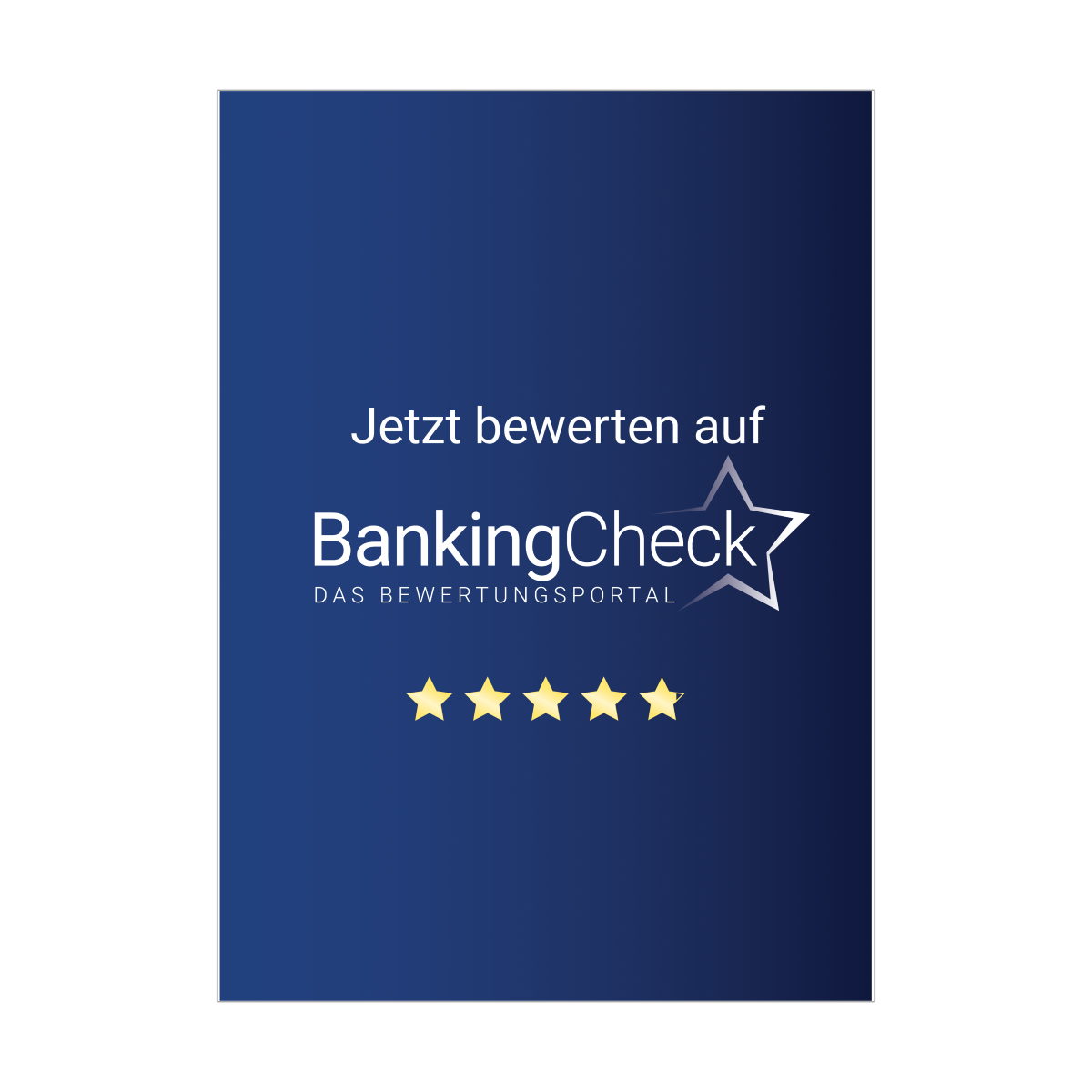 Bewerten Sie uns auf BankingCheck Karte Blue