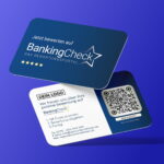 Bewerten Sie uns auf BankingCheck Visitenkarte Blue