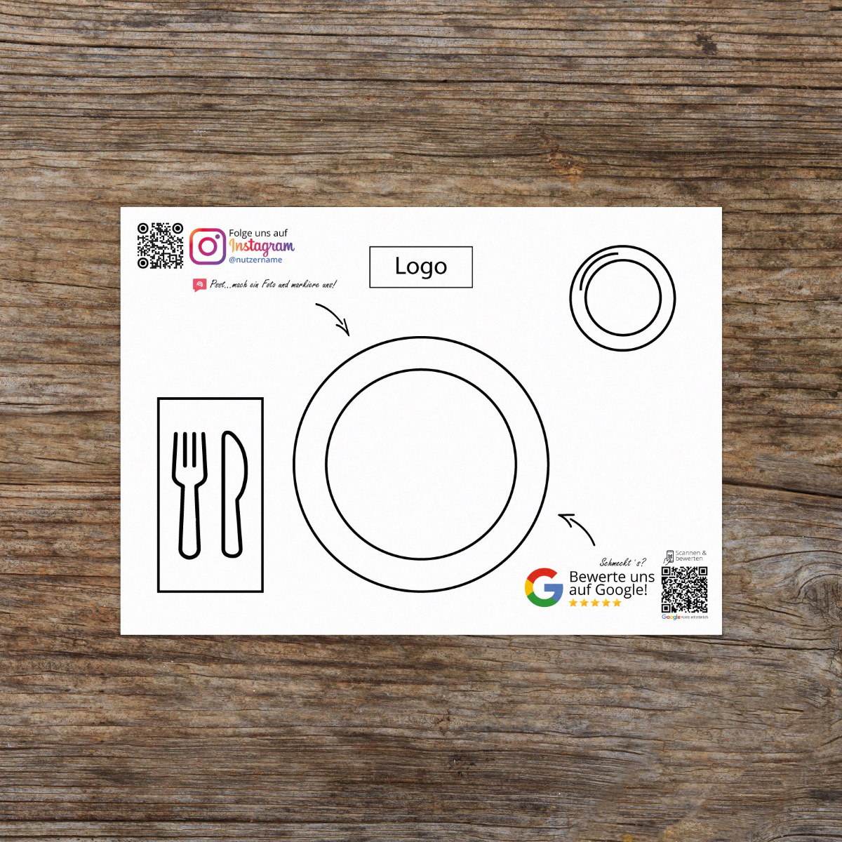 Social Media Tisch-Sets für die Gastronomie