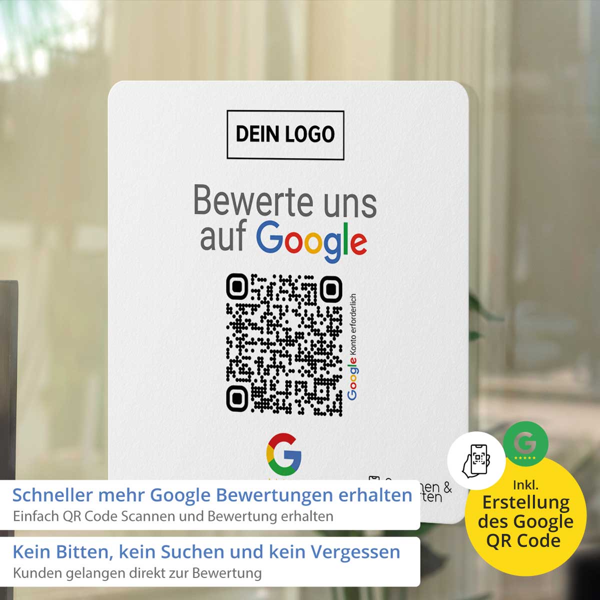 Google Aufkleber "Square" mit Google Bewertung QR Code