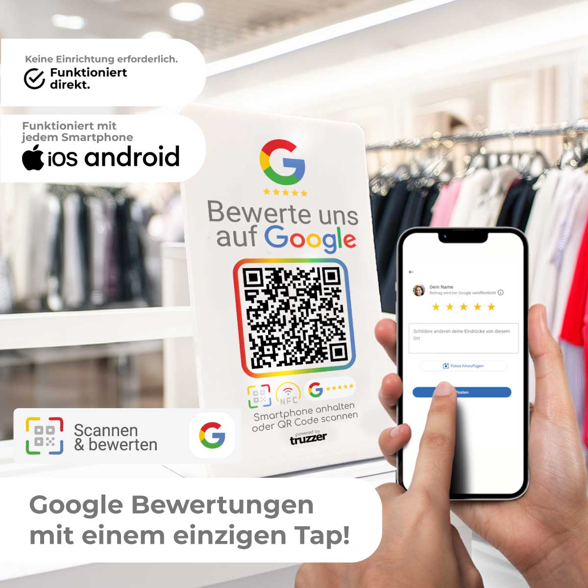 Google Bewertung NFC Aufsteller "EVO" Größe L