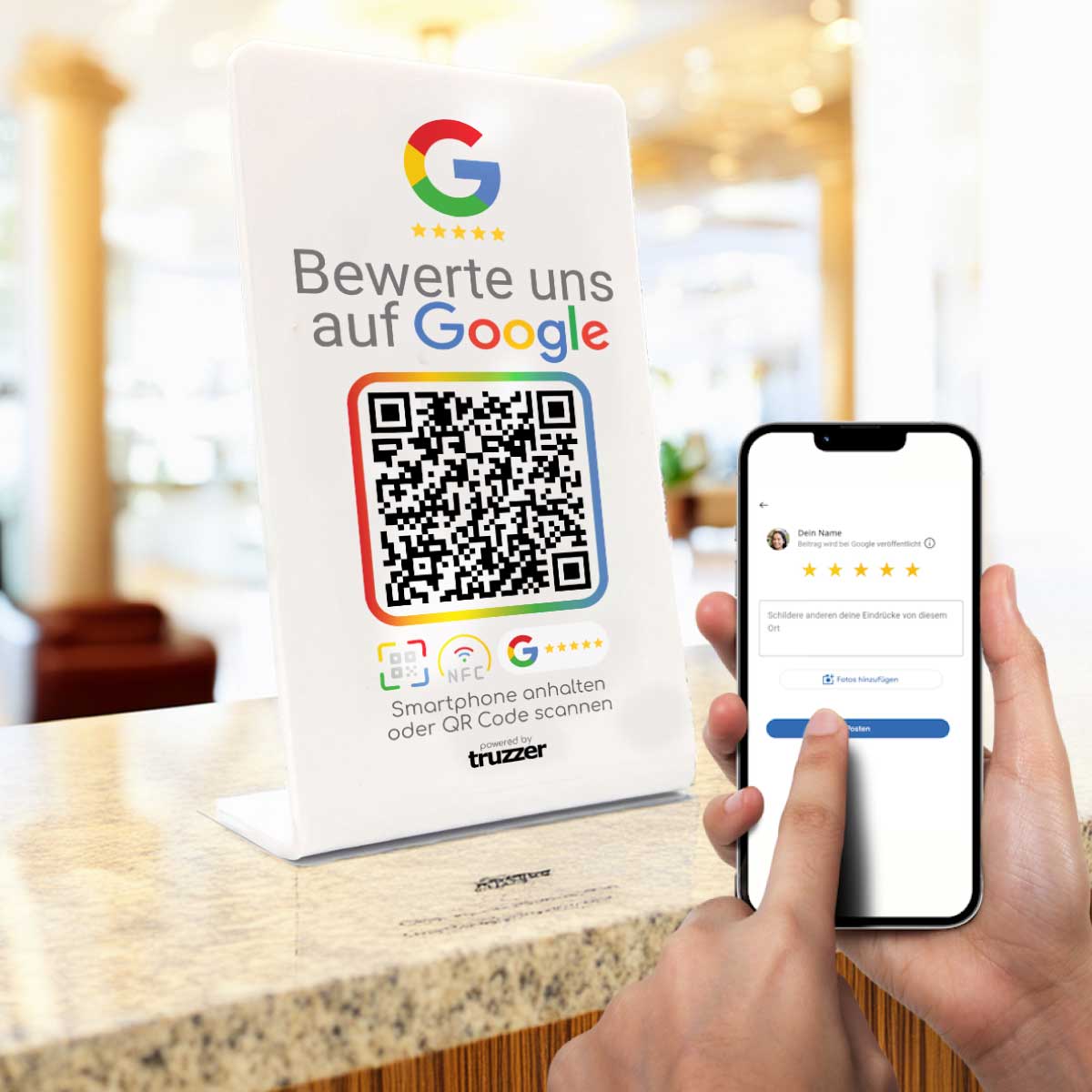 Google Bewertung NFC Aufsteller "EVO" Größe L