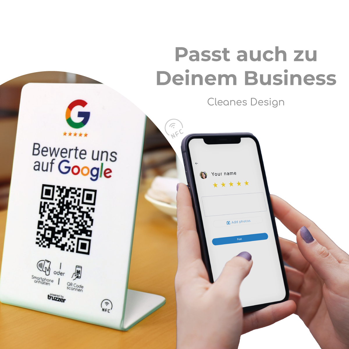 NFC & QR Aufsteller für Google-Bewertungen