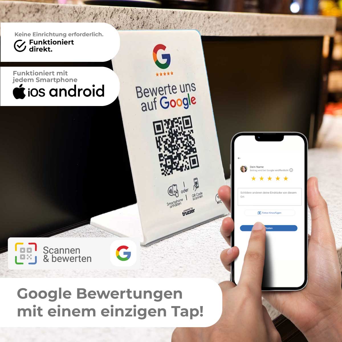 NFC & QR Aufsteller für Google-Bewertungen