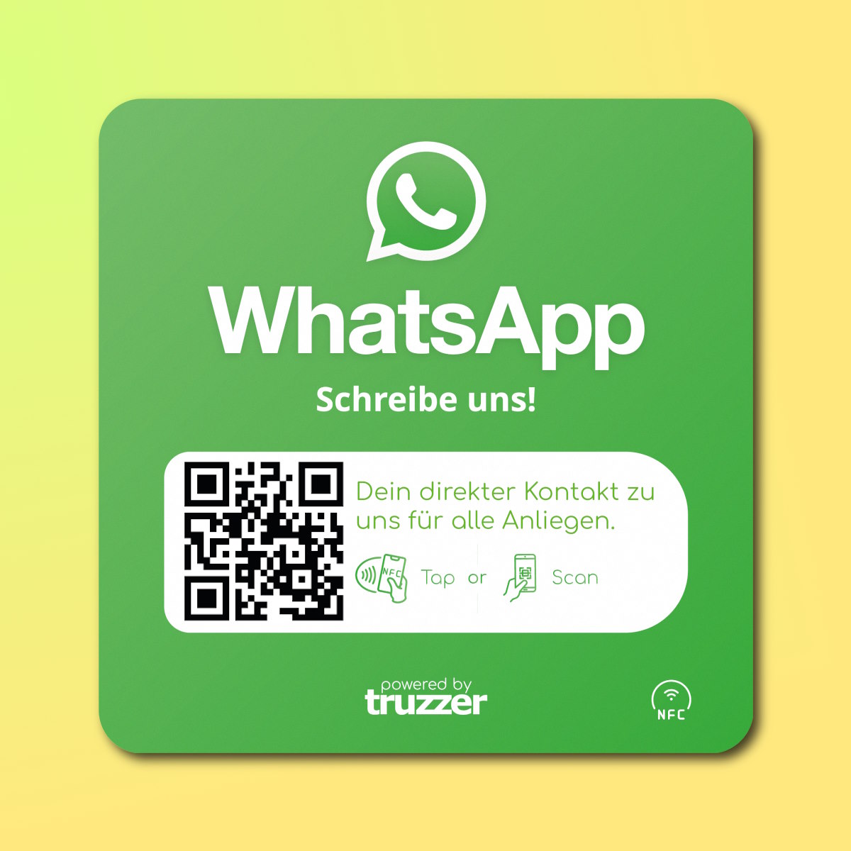 WhatsApp Chat NFC Aufkleber "Square" mit WhatsApp Chat QR Code