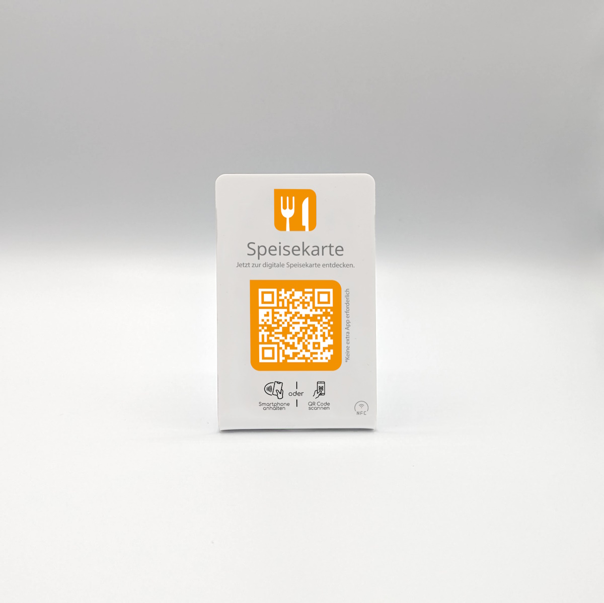 Digitale Speisekarte NFC Aufsteller mit integriertem QR-Code für Restaurants und Cafés