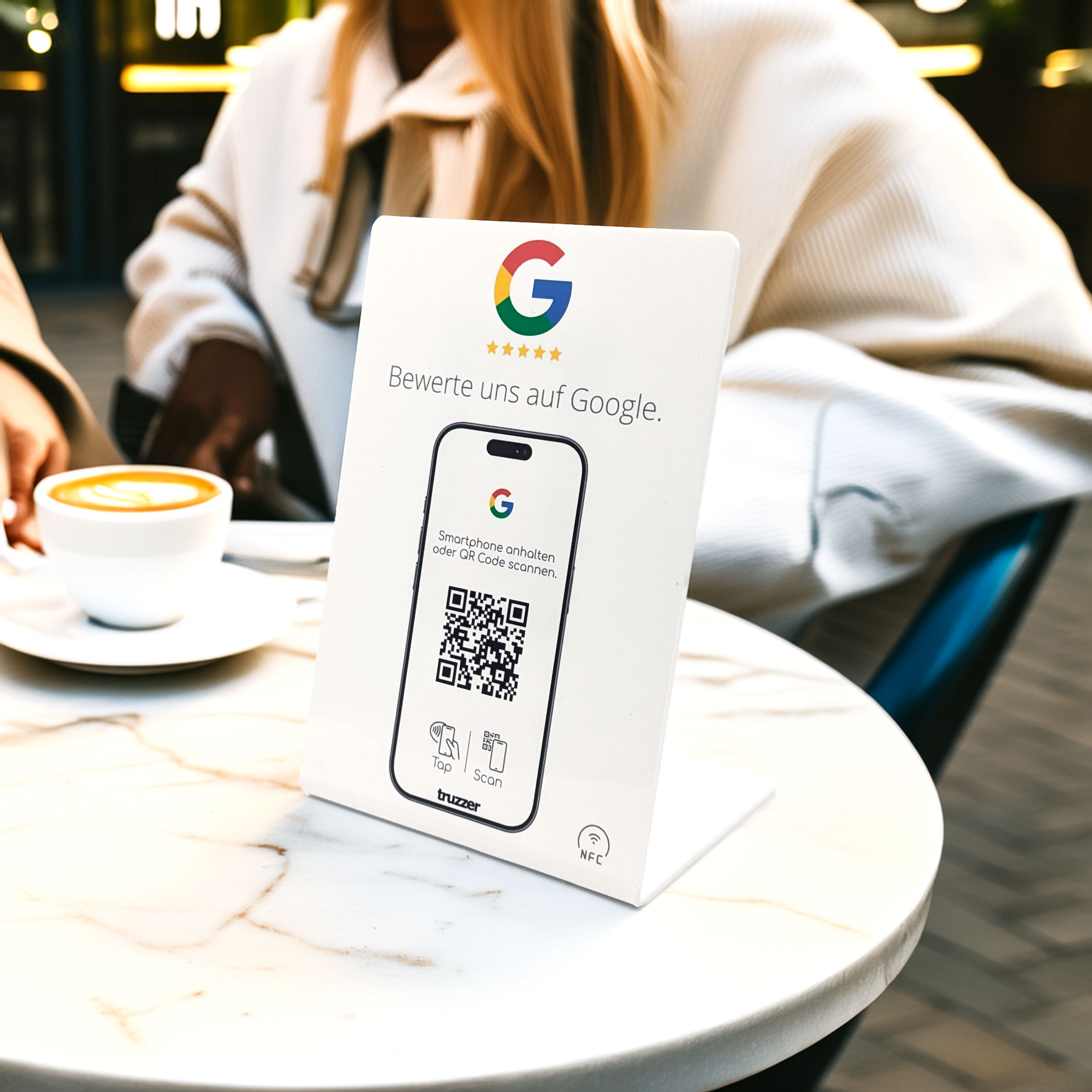 Google Bewertung NFC Schild Aufsteller / Display Tap - 16cm