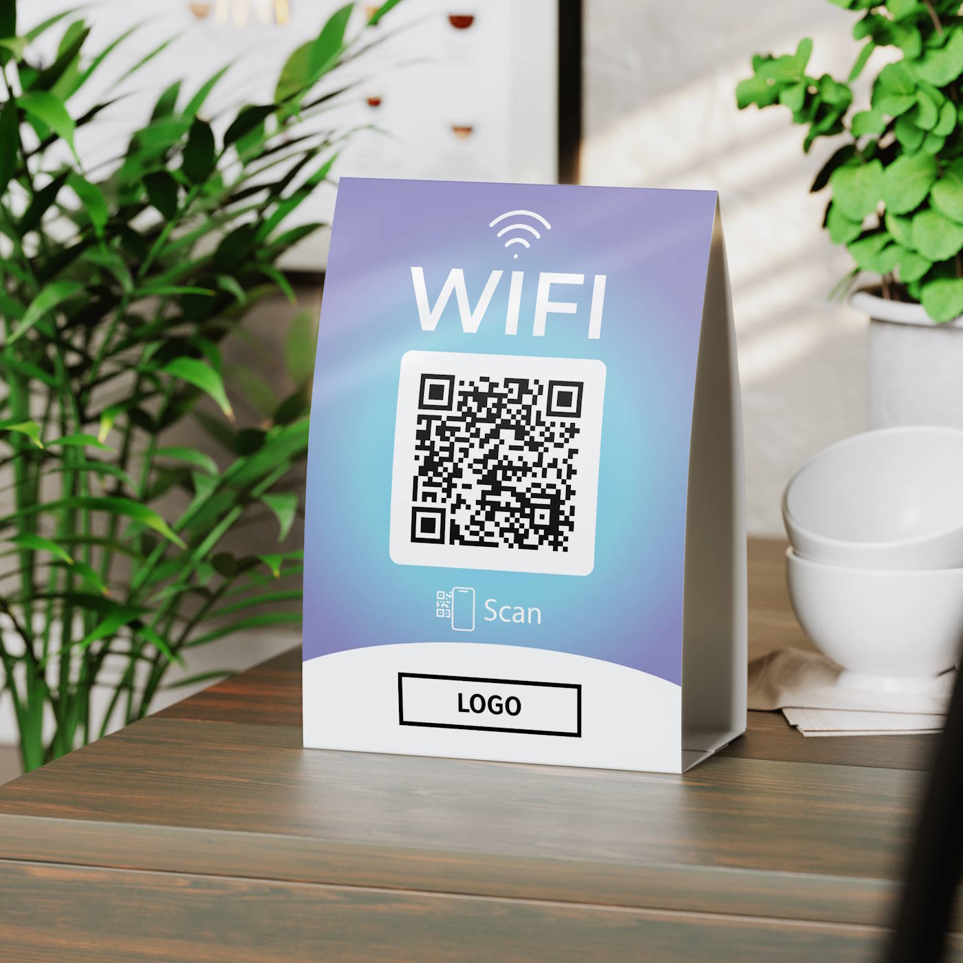 WIFI QR Code Tischaufsteller Fancy