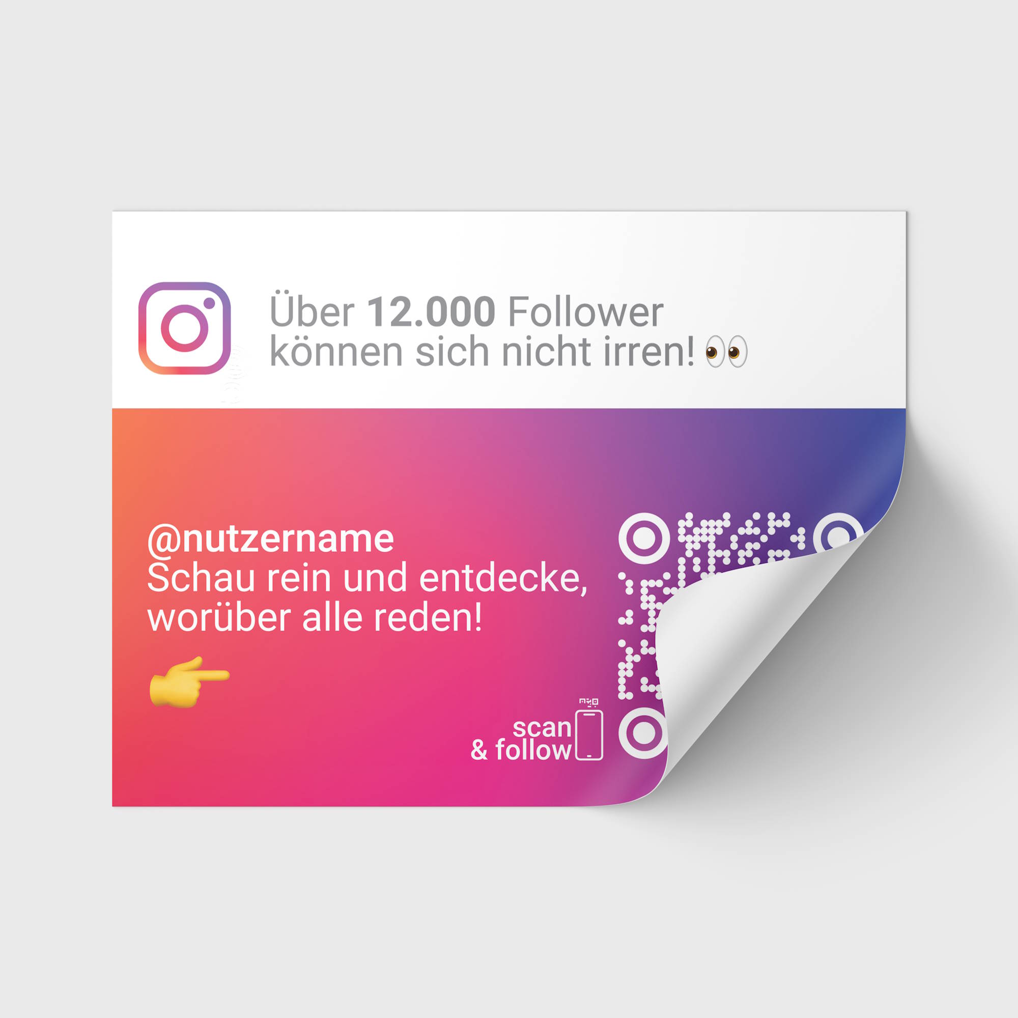 Instagram Followeranzahl Trust Sticker mit QR Code