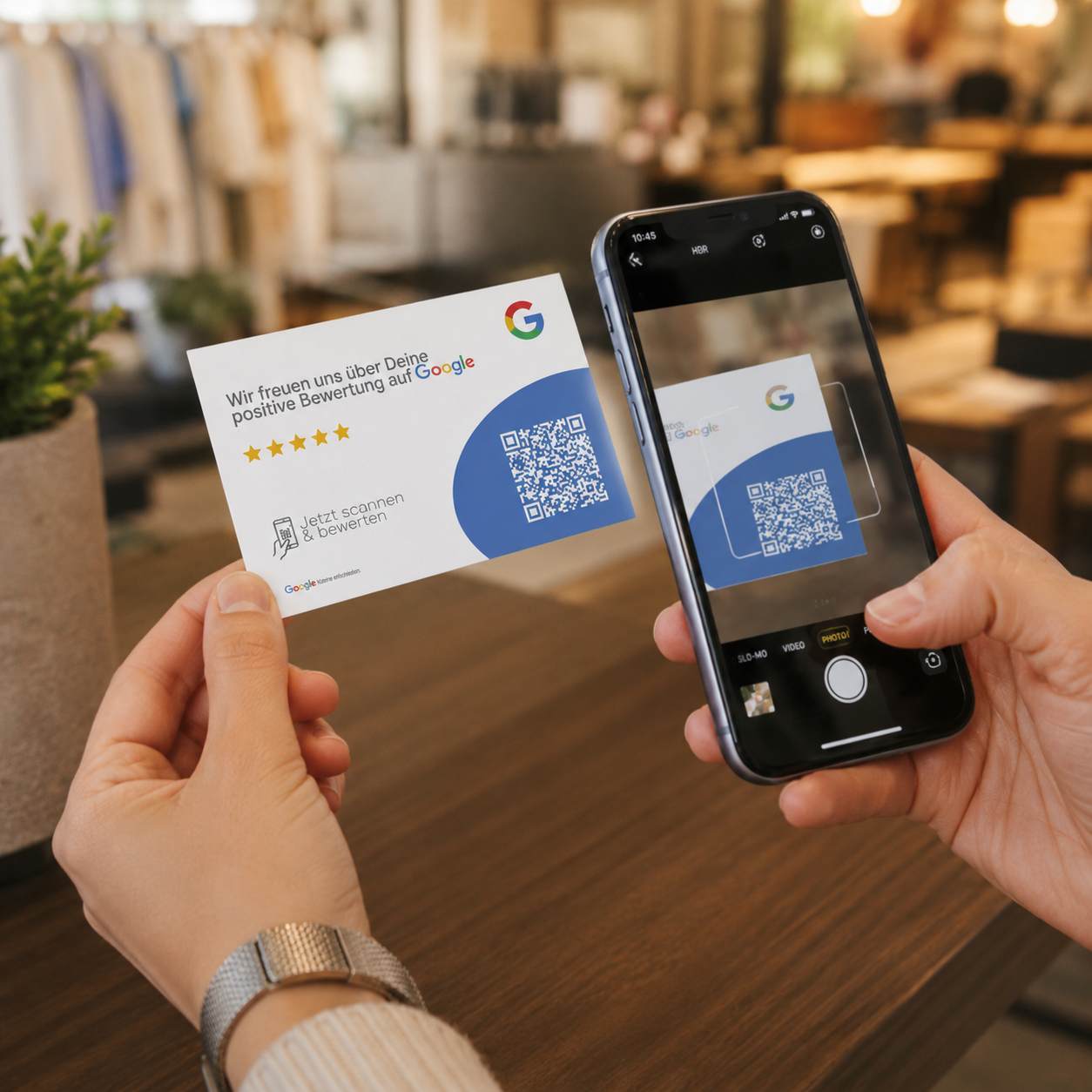 Google Bewertung QR Code Visitenkarte Standard Pro