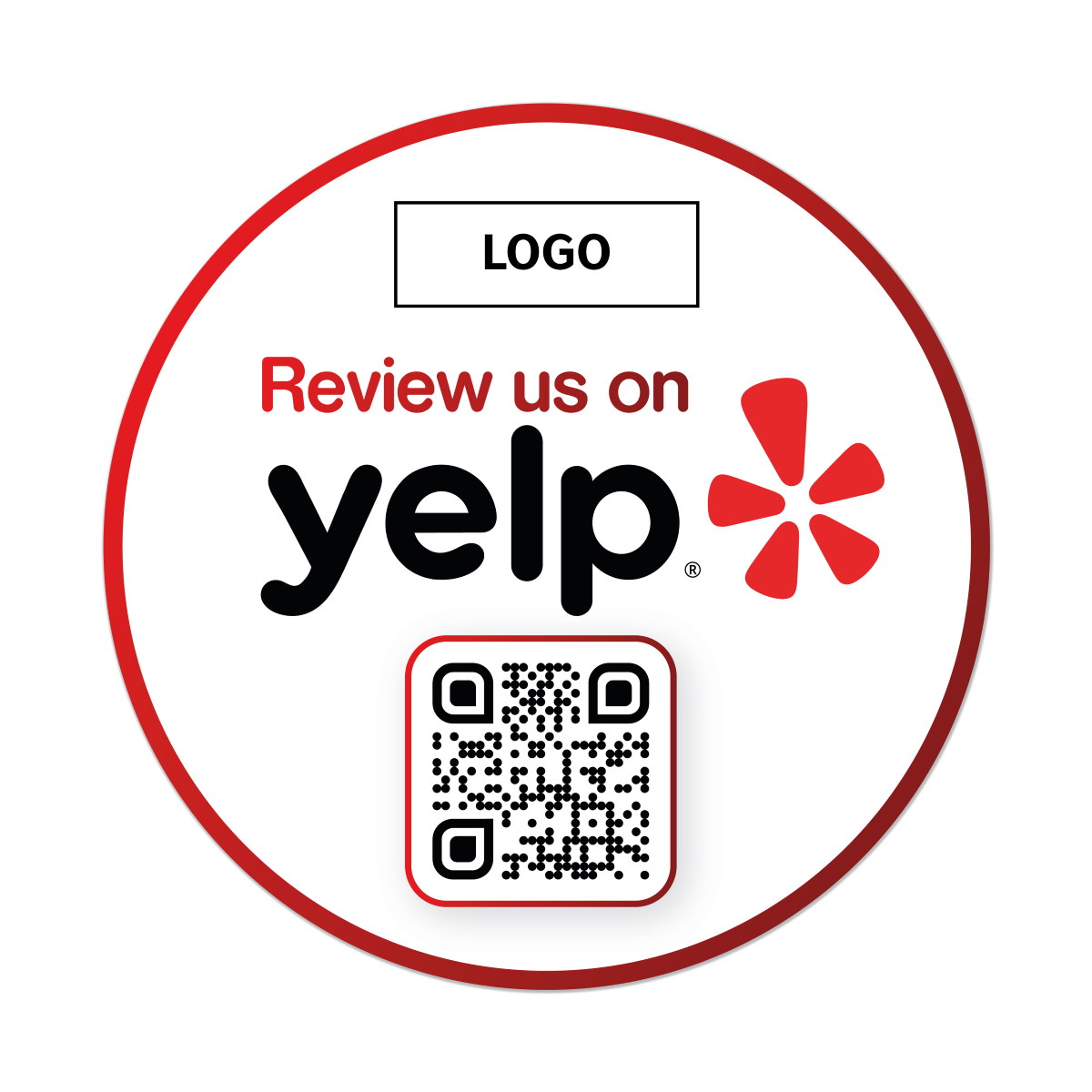 Yelp! Review Sticker Clean with review QR