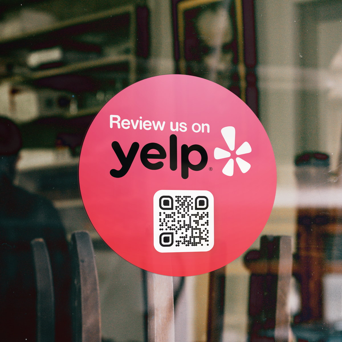 Yelp! Review Sticker Color with review QR code
