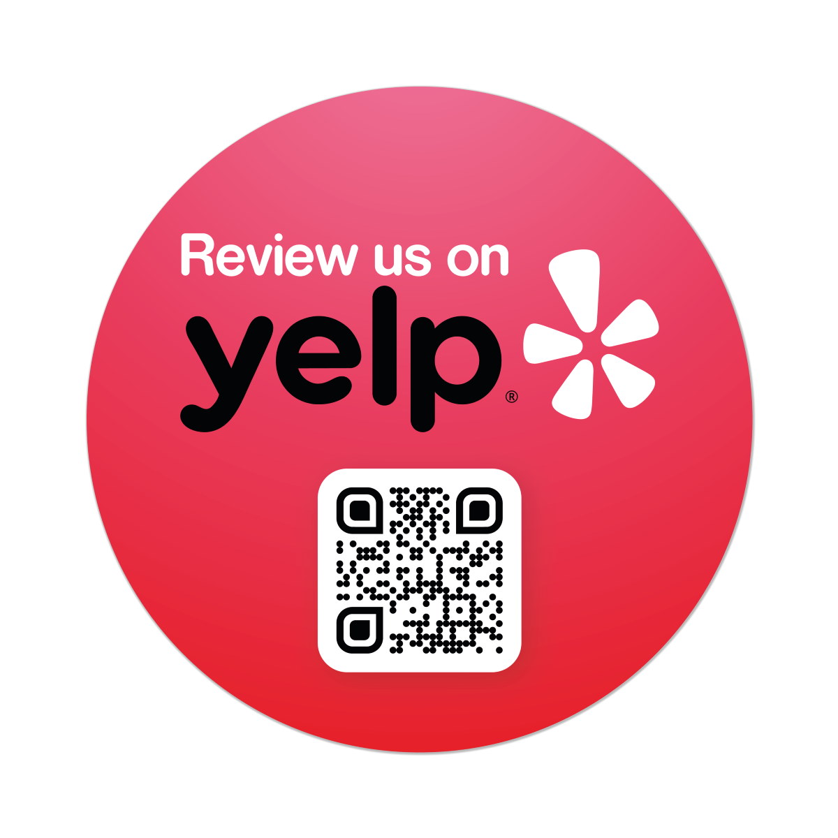 Yelp! Review Sticker Color with review QR code