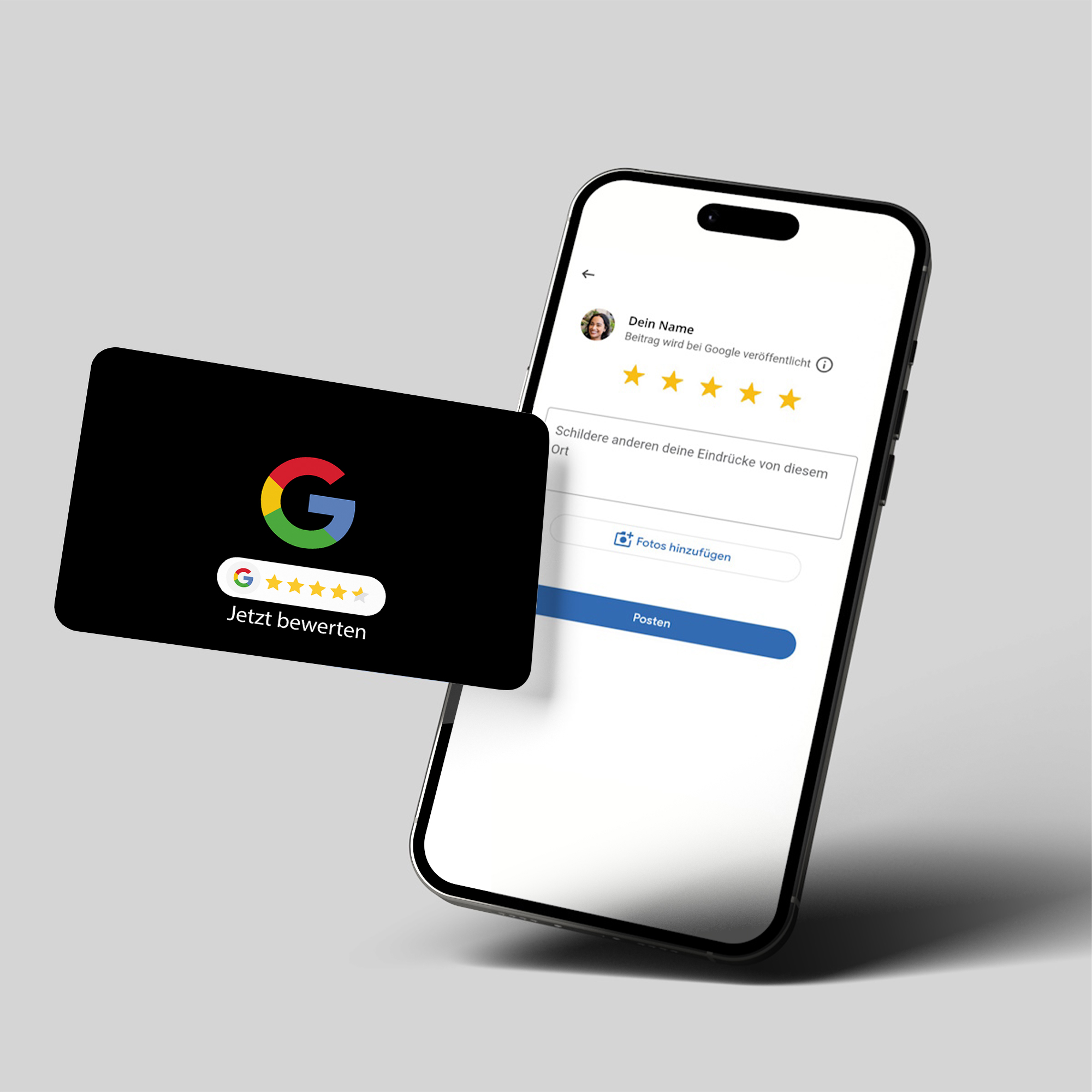 Google Bewertung NFC Karte "G" mit Google Bewertung QR Code