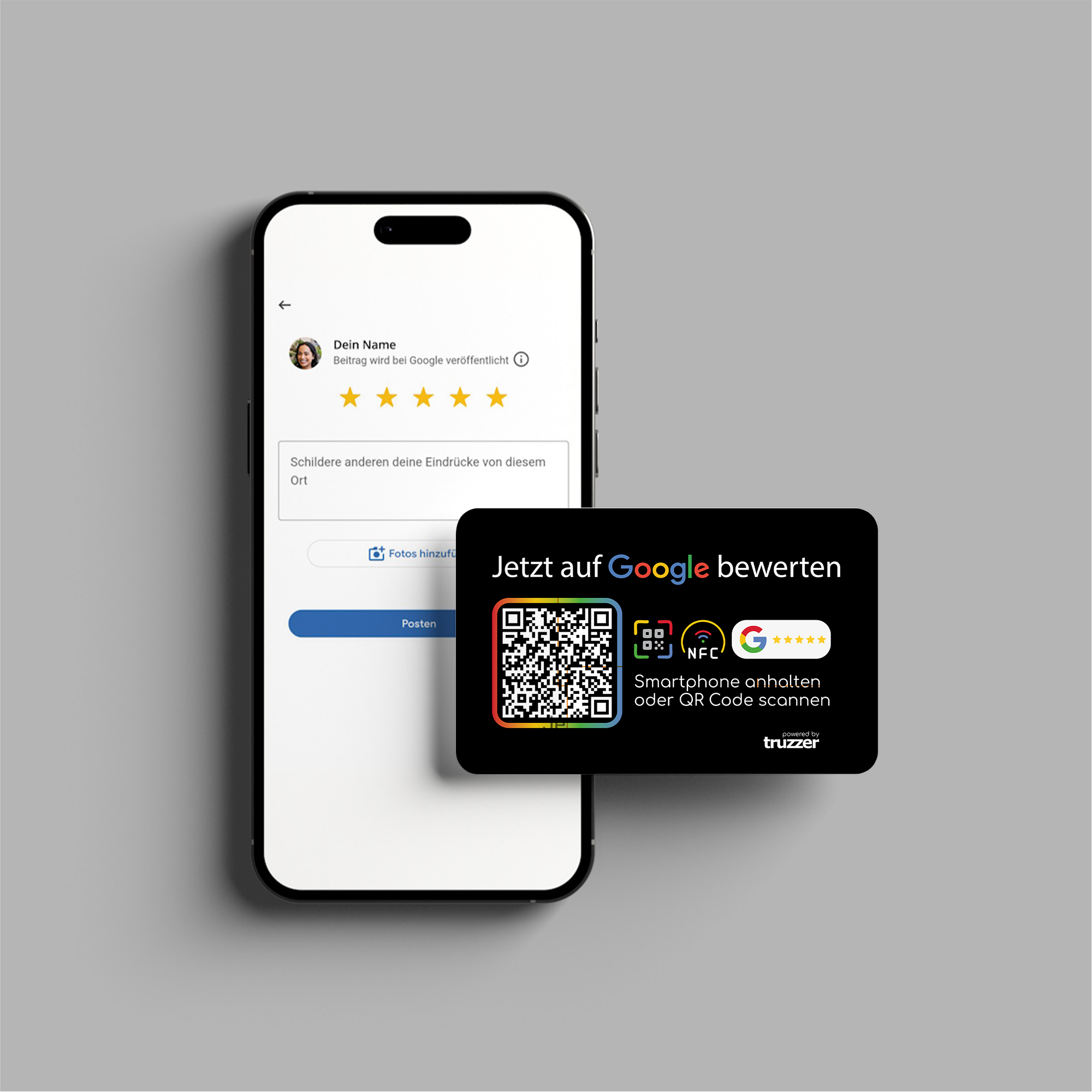 Google Bewertung NFC Karte "G" mit Google Bewertung QR Code