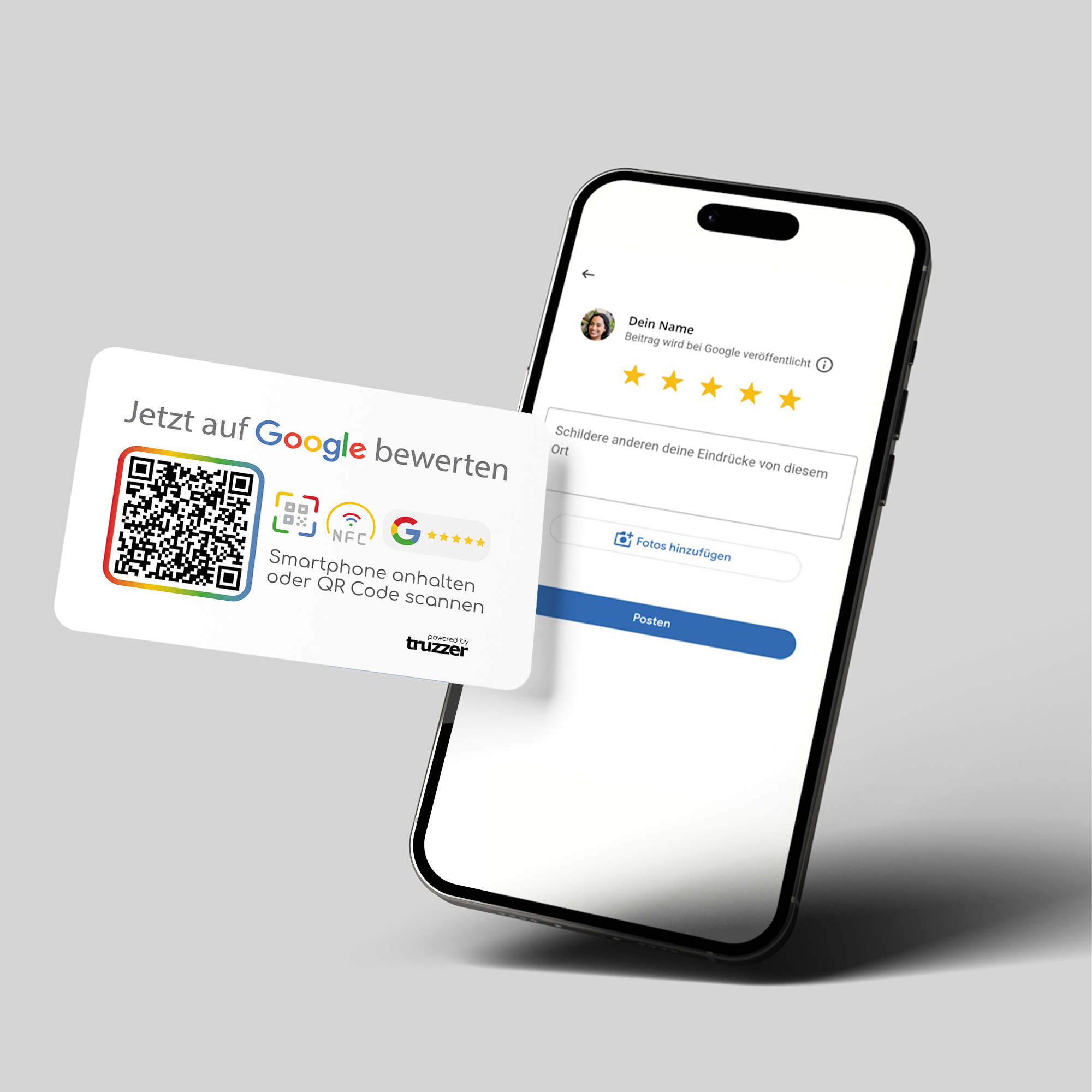 Google Bewertung NFC Karte "G" mit Google Bewertung QR Code