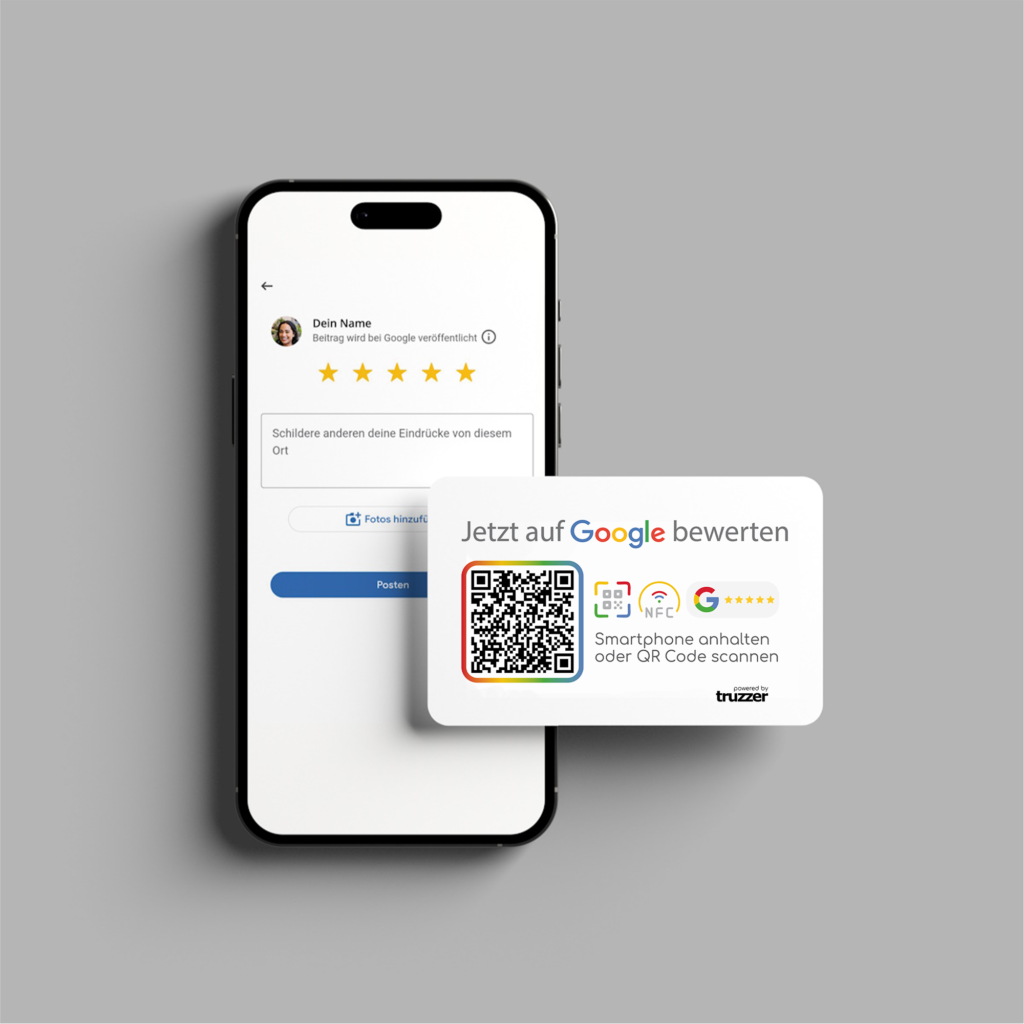 Google Bewertung NFC Karte "G" mit Google Bewertung QR Code