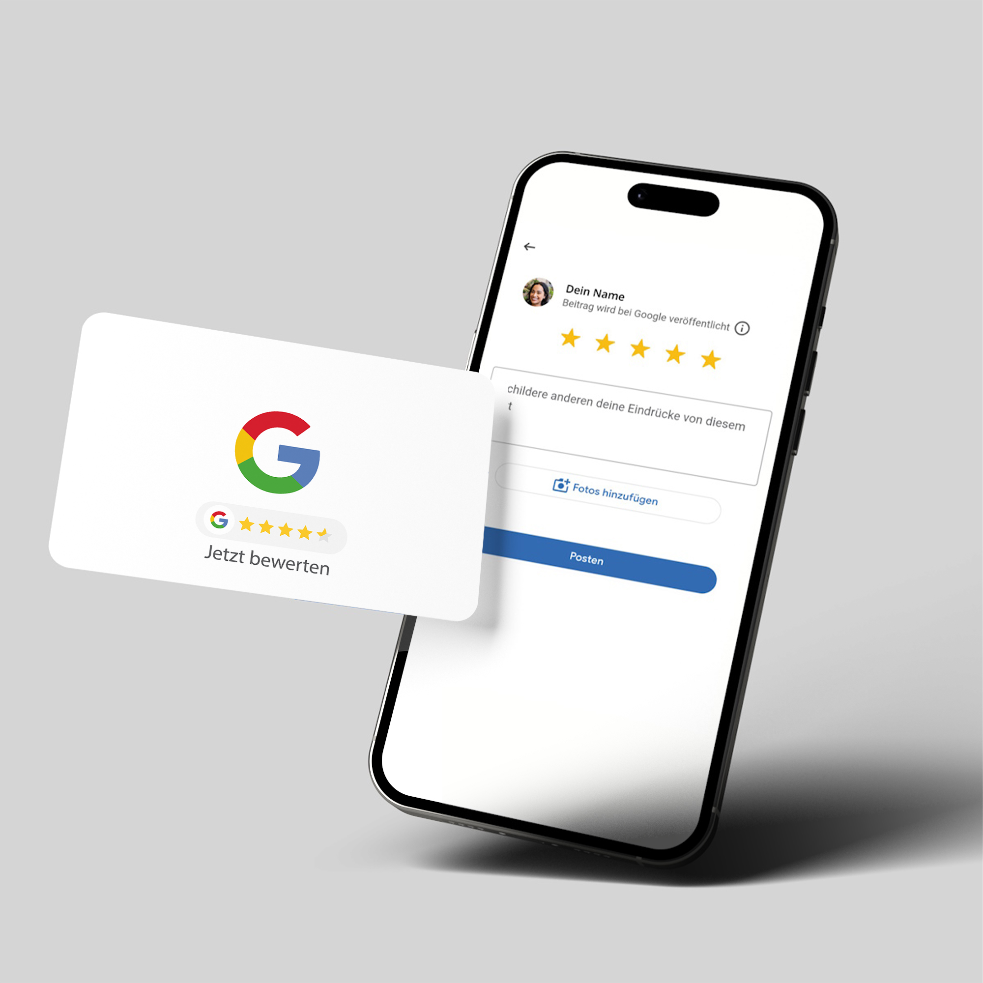 Google Bewertung NFC Karte "G" mit Google Bewertung QR Code