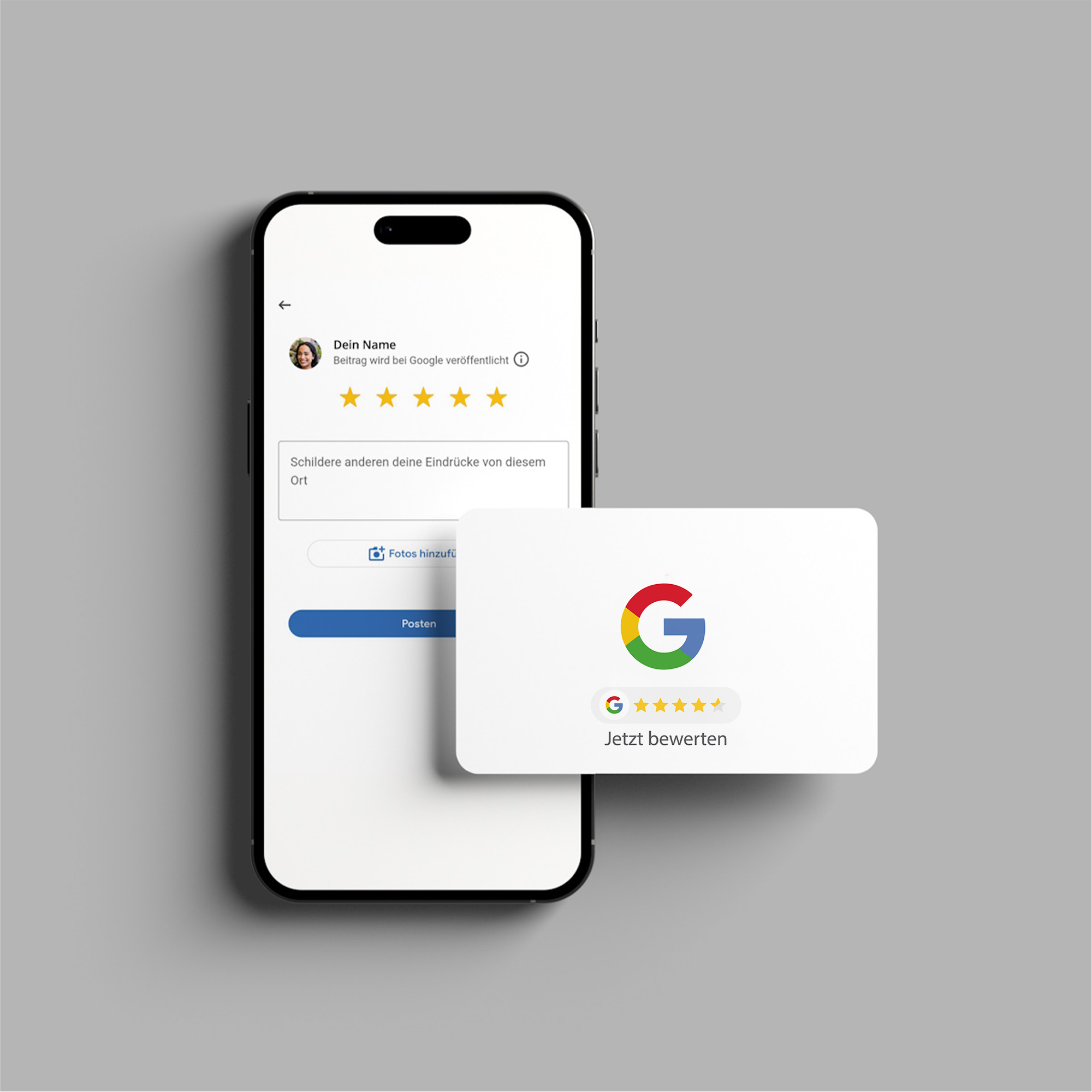 Google Bewertung NFC Karte "G" mit Google Bewertung QR Code