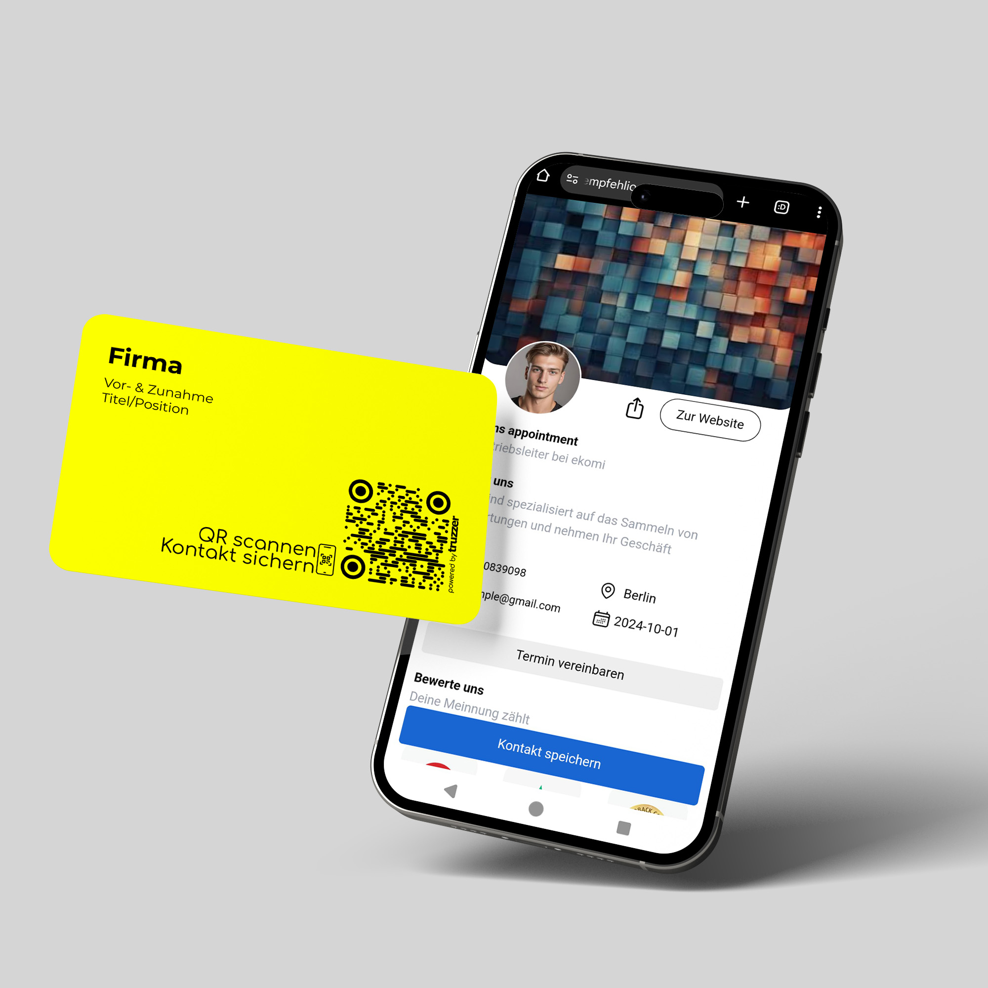 Smart QR Code Papier Visitenkarten