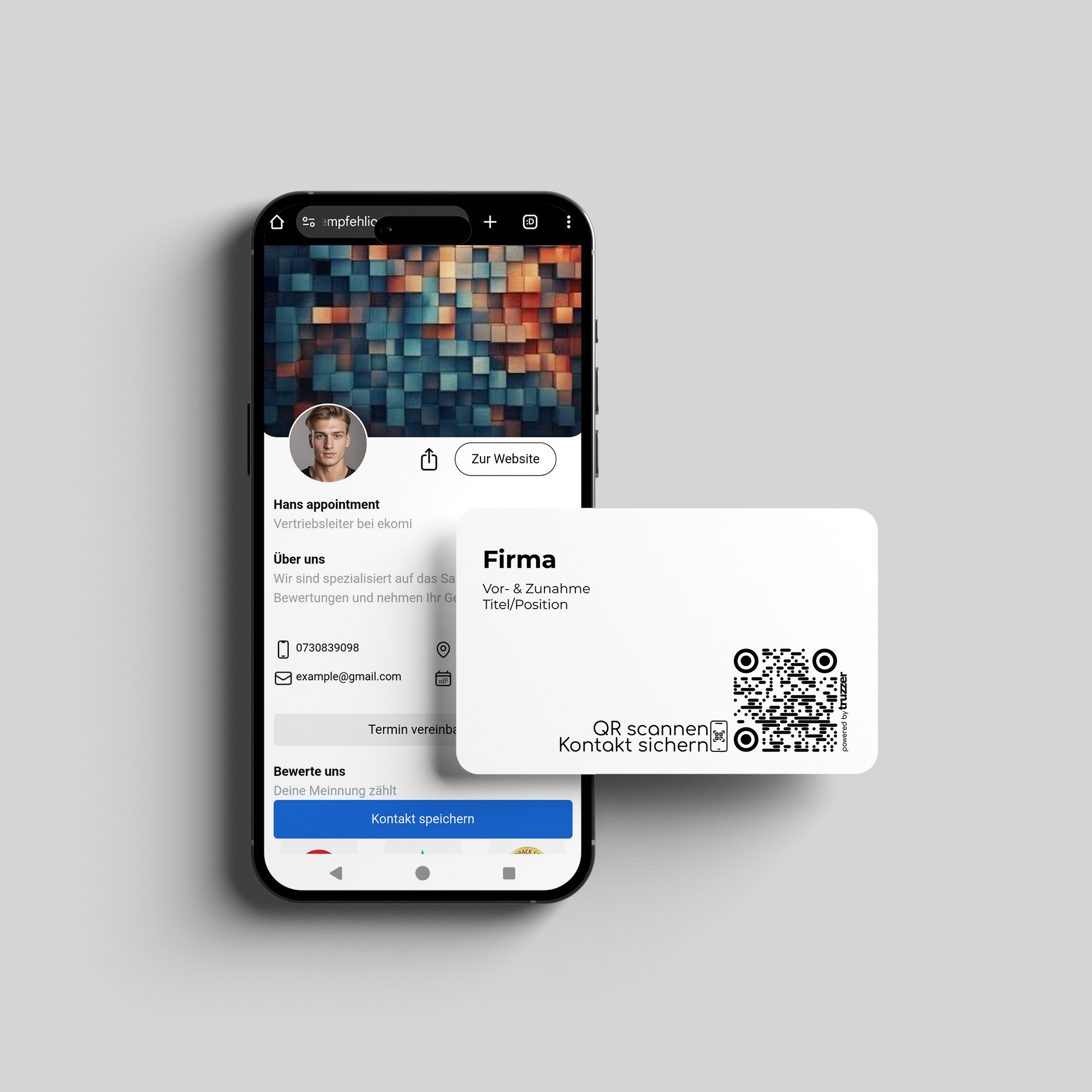 Smart QR Code Papier Visitenkarten