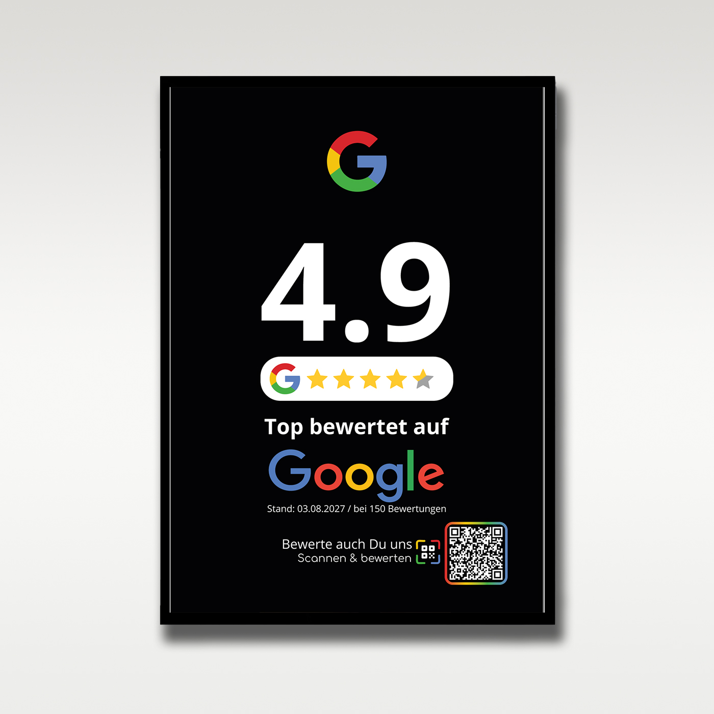 Google Bewertung Poster A3 | Mit QR Code direkt zur Bewertung | Kundenfeedback sichtbar machen