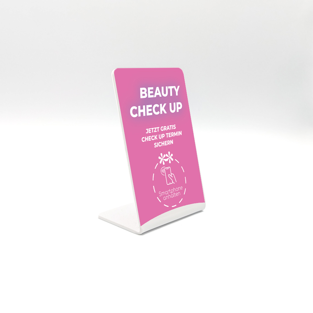 Individuelle NFC Aufsteller – mit eigenem Design & custom Link