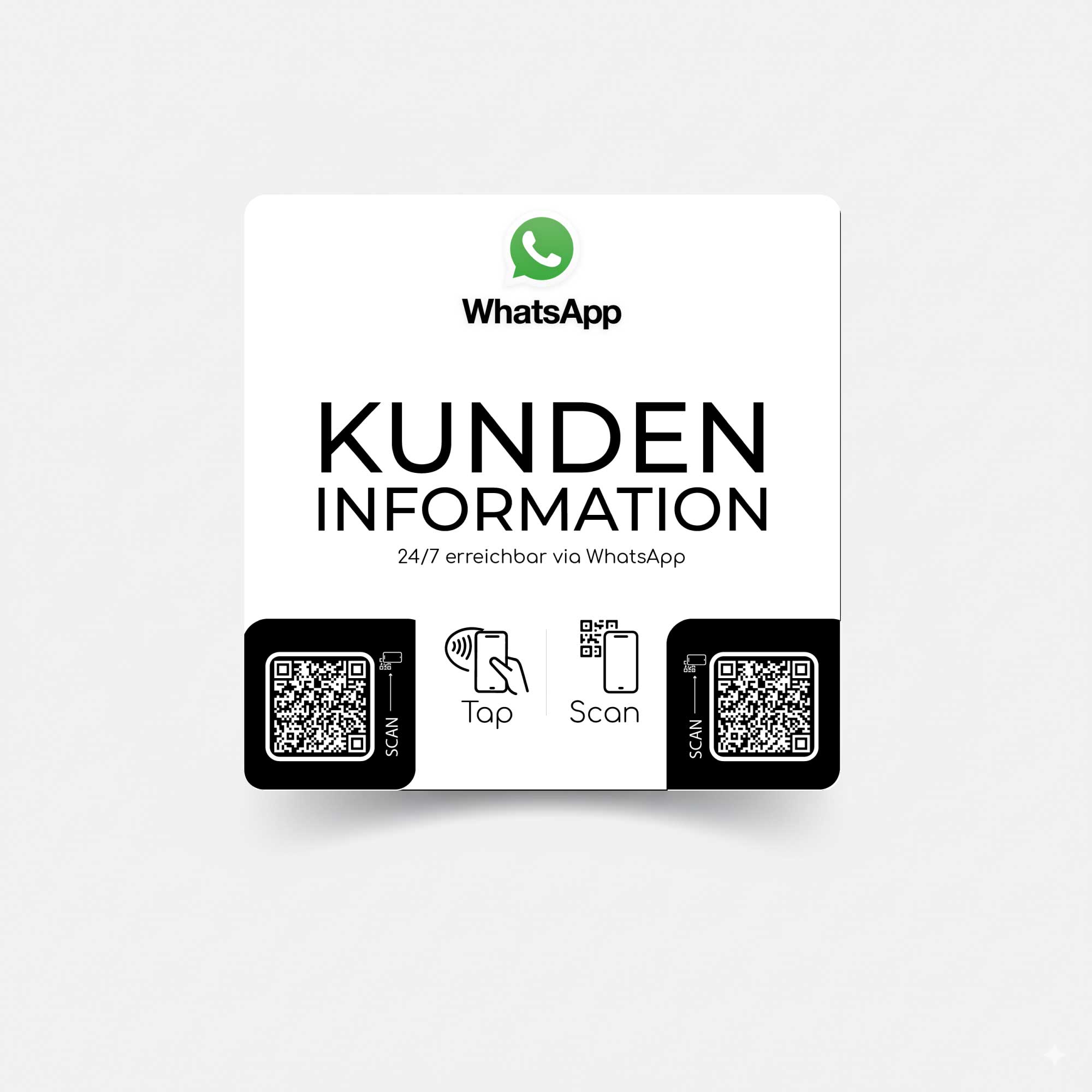 WA-Kunden-White Kundeninformation WhatApp Smart Sticker mit NFC und QR Code – Bild 1