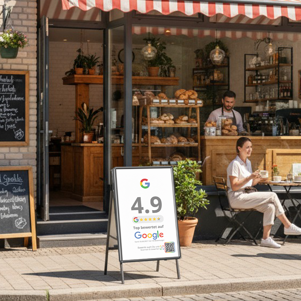 Google Bewertung Poster A3 | Mit QR Code direkt zur Bewertung | Kundenfeedback sichtbar machen