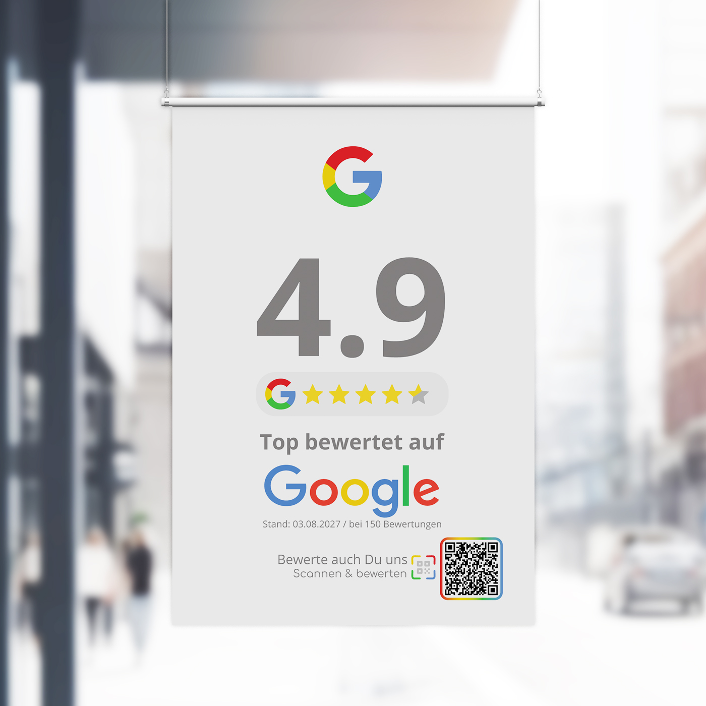 Google Bewertung Poster A3 | Mit QR Code direkt zur Bewertung | Kundenfeedback sichtbar machen