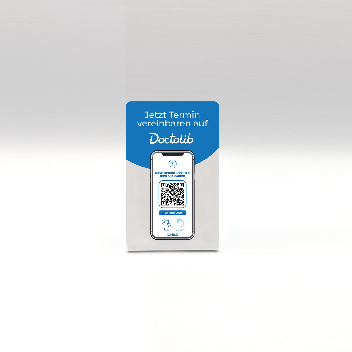 Doctolib NFC & QR Code Aufsteller – Terminbuchung mit einem Tap.