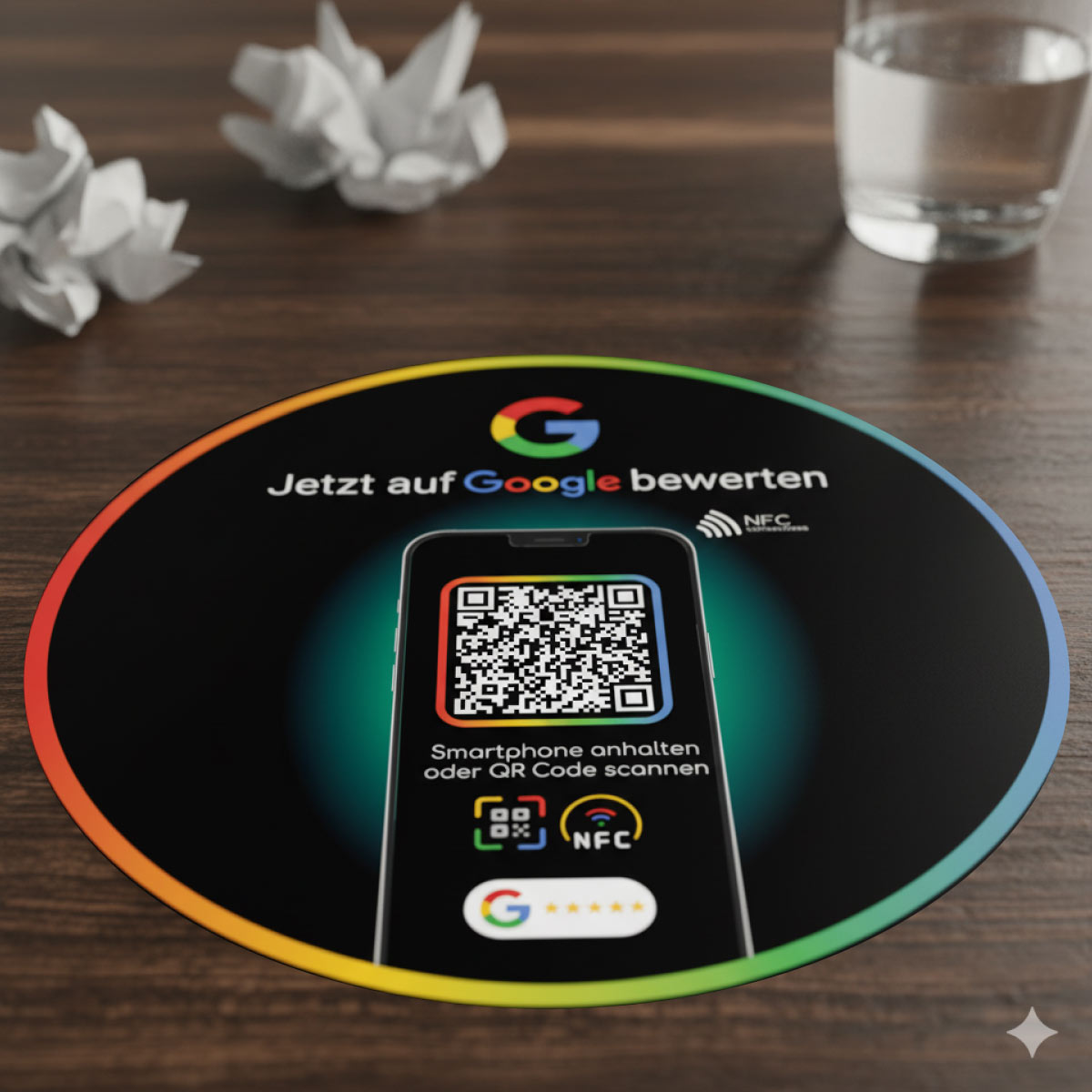 Google Bewertung NFC Aufkleber Tap Black "G" mit Google Bewertung QR Code