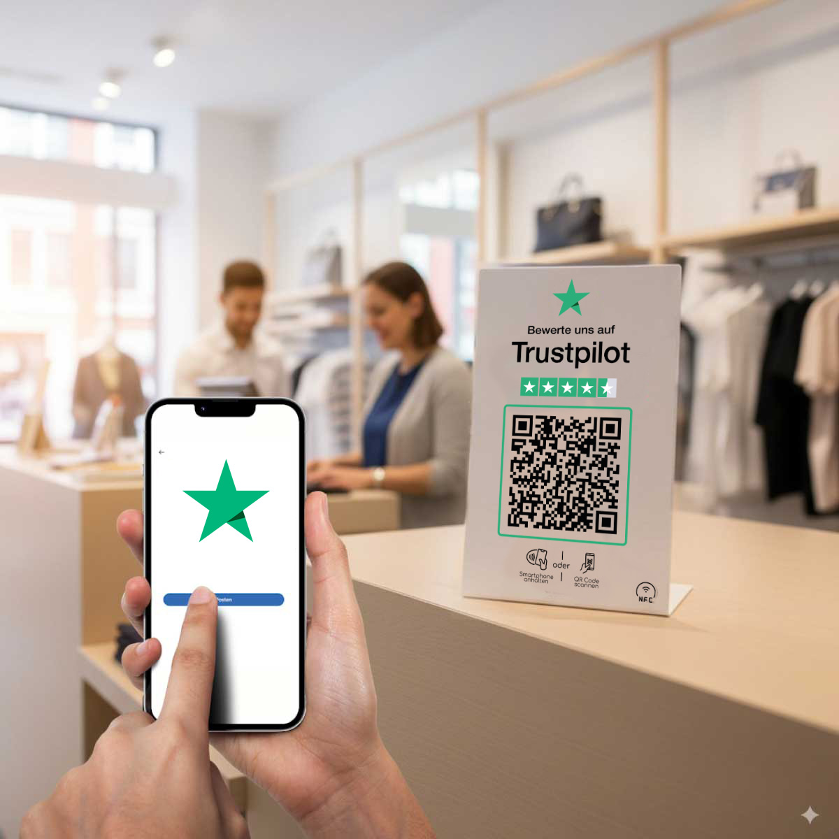 Empfehlio Trustpilot NFC & QR Aufsteller – Größe M