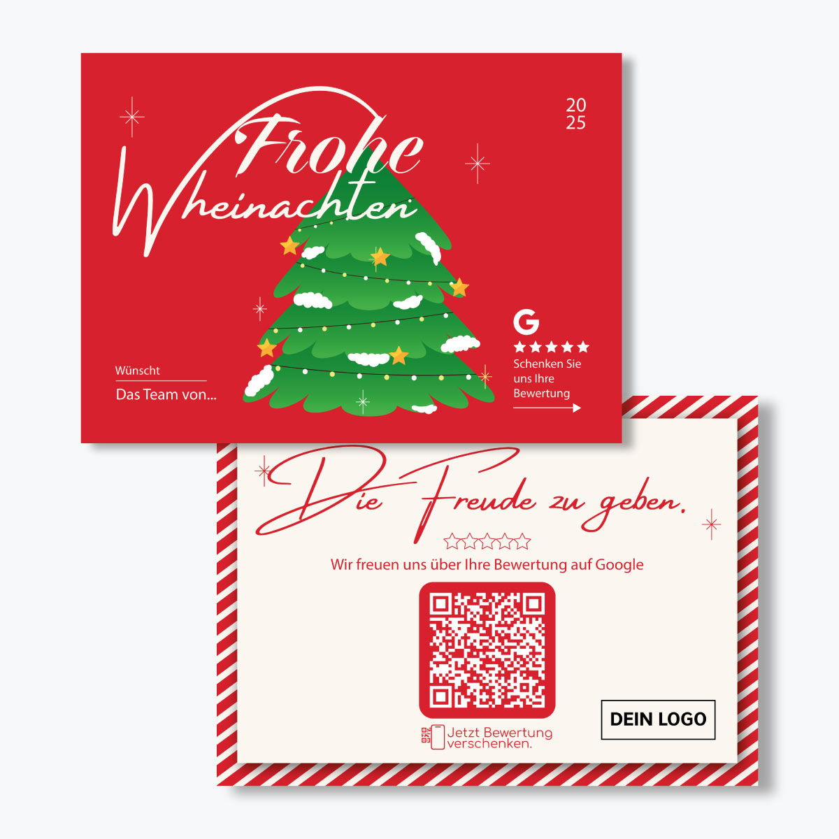 xmas-card-wide-both Weihnachts-Kundenkarte mit Google Bewertung QR Code – Bild 1
