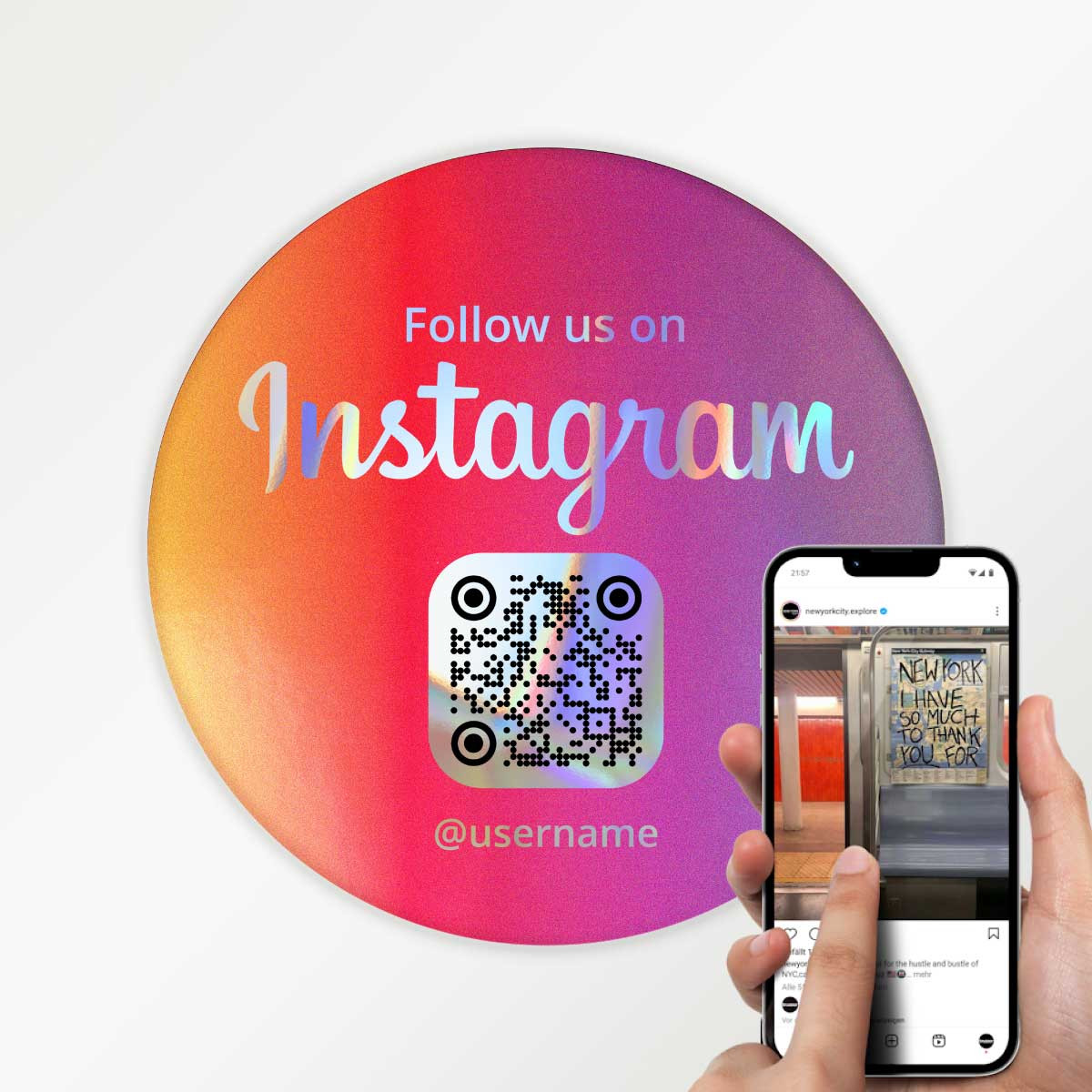 Instagram & WhatsApp Holo-Sticker auf Smartphone
